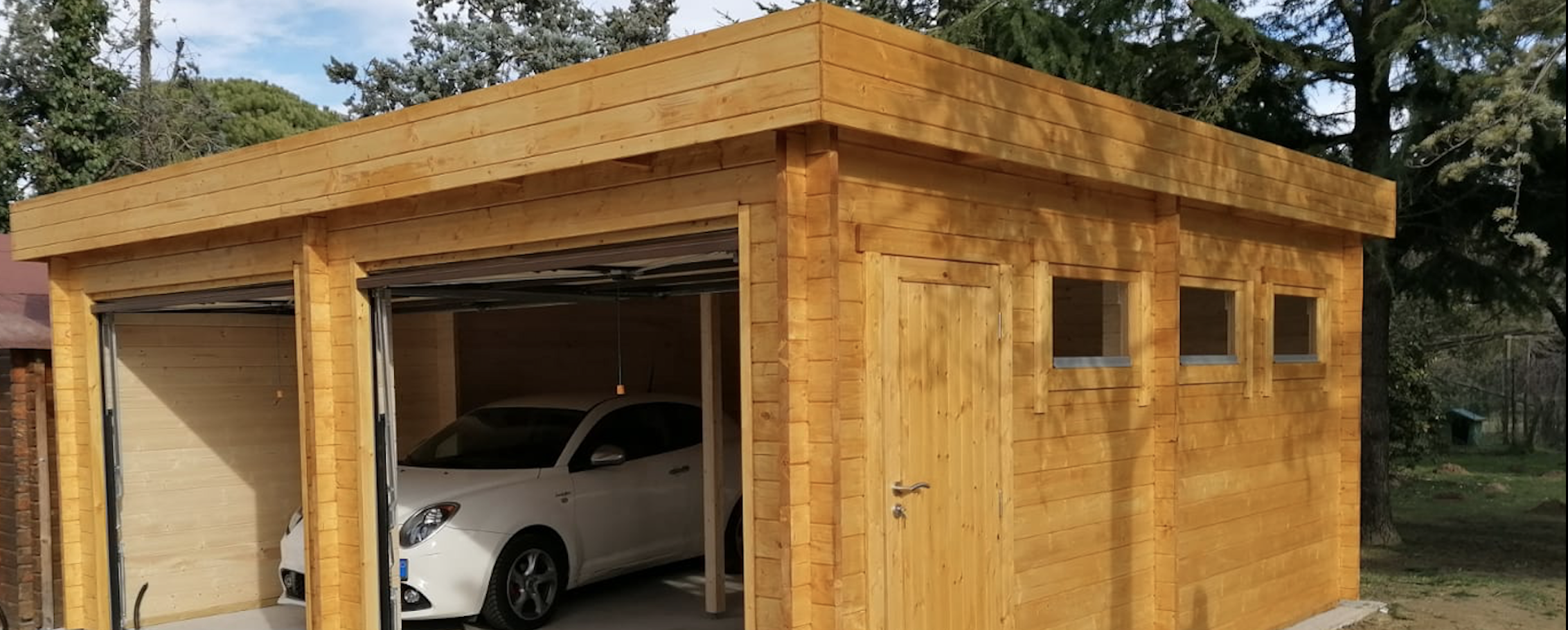 garage in legno, box auto legno, garage prefabbricato, garage blockhouse