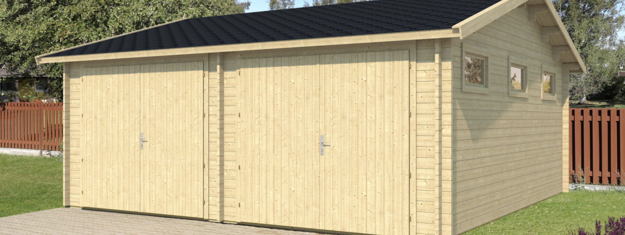 garage DOPPIO in legno, box auto legno, garage prefabbricato, garage blockhouse