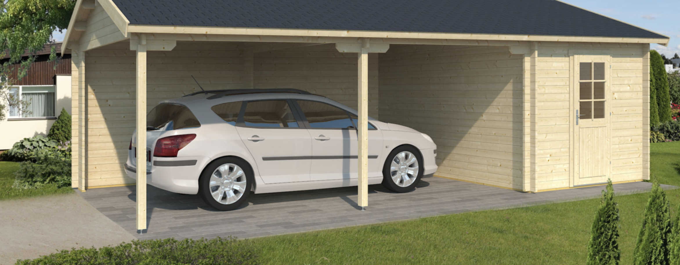 garage in legno, box auto legno, garage prefabbricato, garage blockhouse